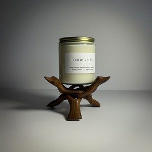 Midcentury Modern Hand Carved Wooden Candle Holder